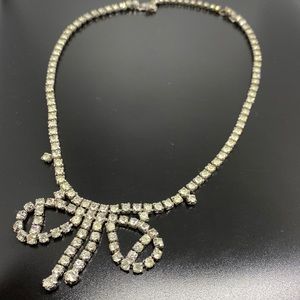 Vintage Crystal Bow Tie Necklace